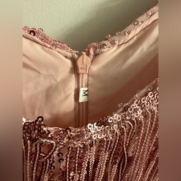 Women’s pink sequin fringe & feather party dress. Great condition. Barbi… - Picture 2 of 8